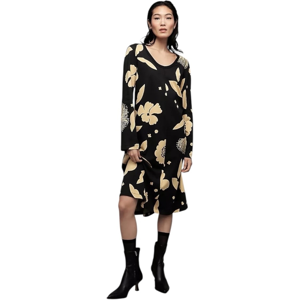 New Anthropologie Marimekko Korniisi Suveka Jersey Drapey Swing Midi Dress Small